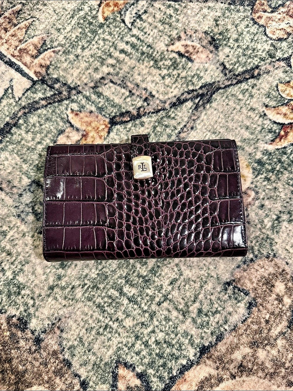 Lauren Ralph Lauren Crocodile-Embossed Wallet in Purple